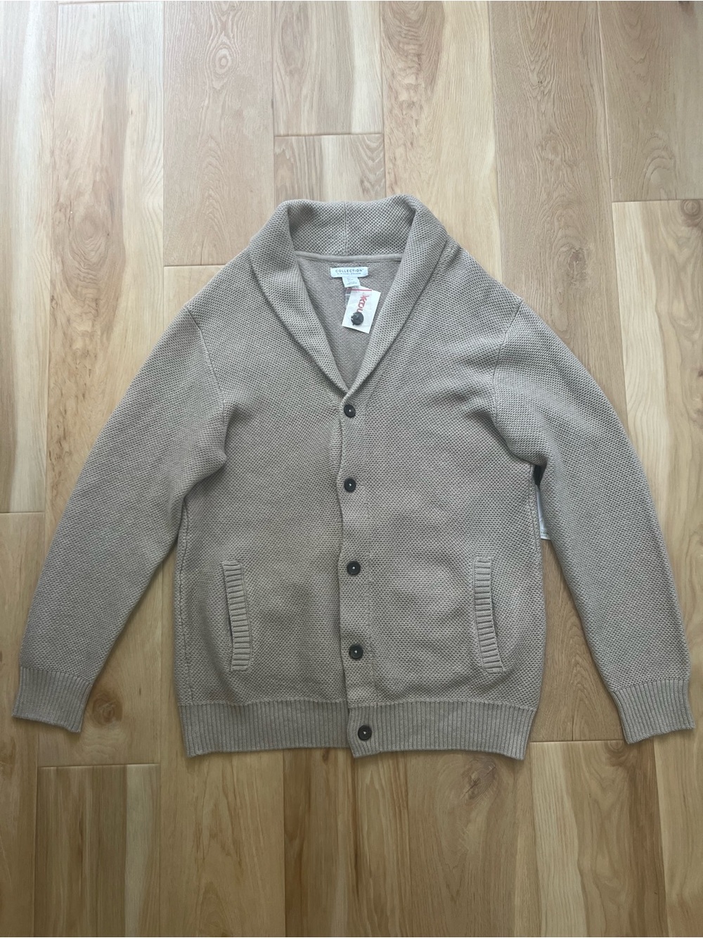 Collection by Michael Strahan Men's Cardigan Sweater in Taupe Large